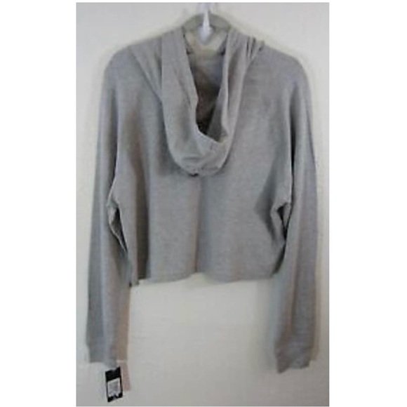 Joe’s Jeans Cropped Heather Gray Hooded Sweatshirt - Picture 4 of 7